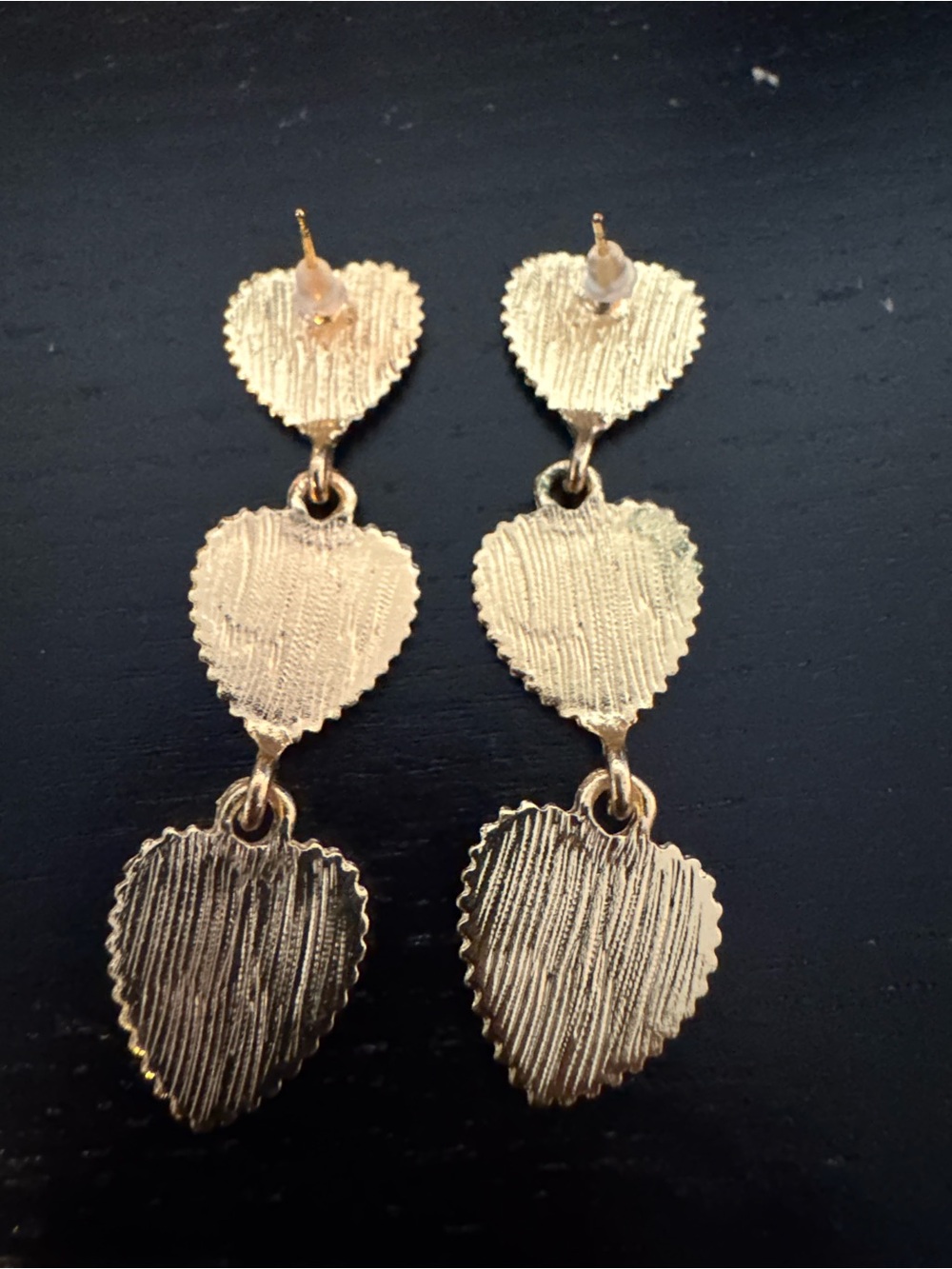 Gold-Tone Triple Red Heart Drop Earrings - Picture 8 of 9
